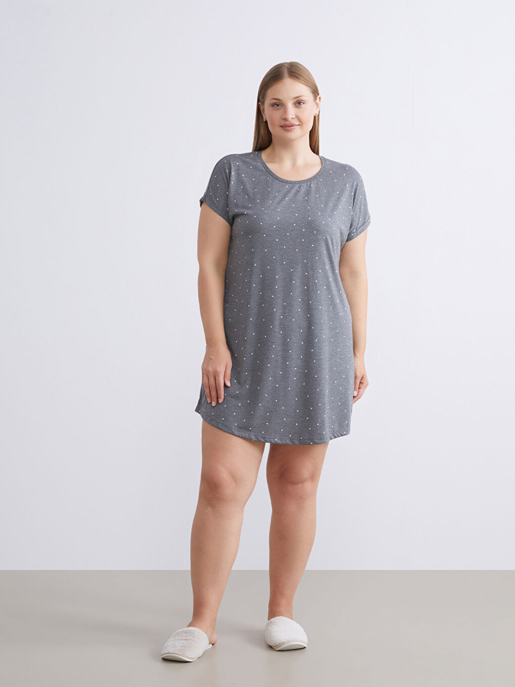 Crew Neck Printed Women's Nightdress-5