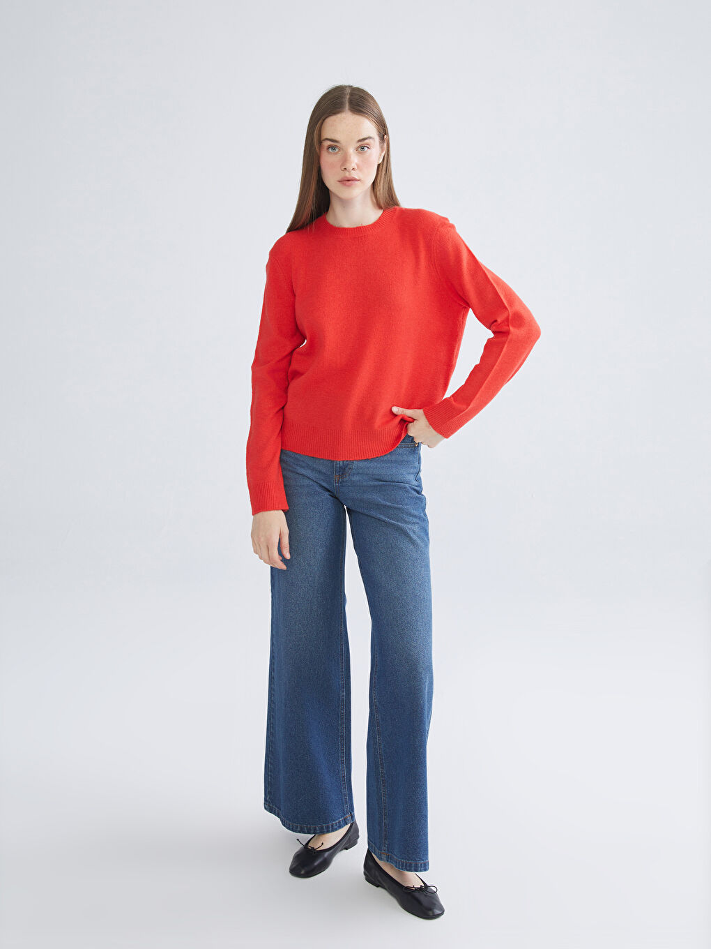 Crew Neck Women's Knitwear Sweater-1