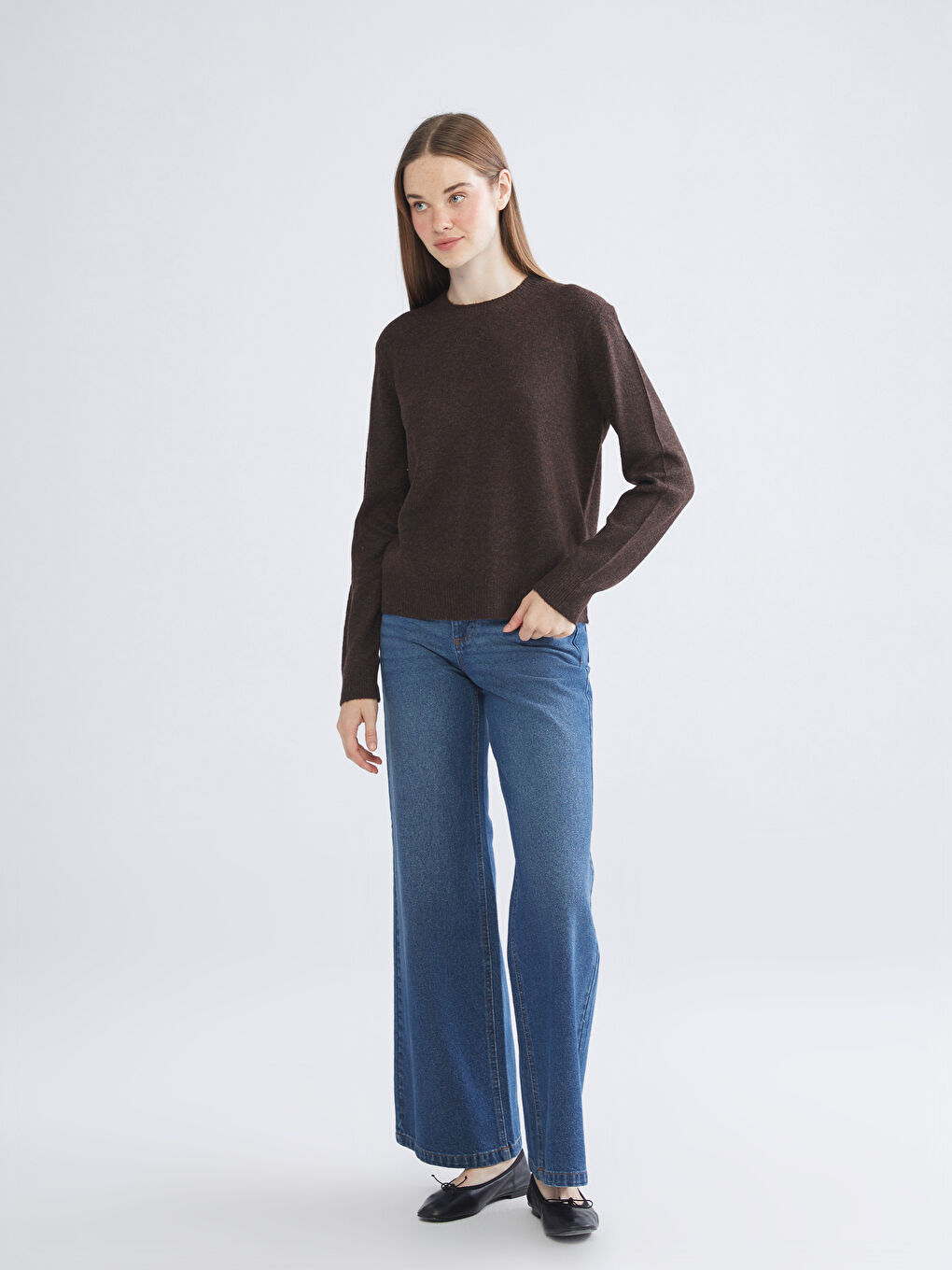 Crew Neck Women's Knitwear Sweater-1