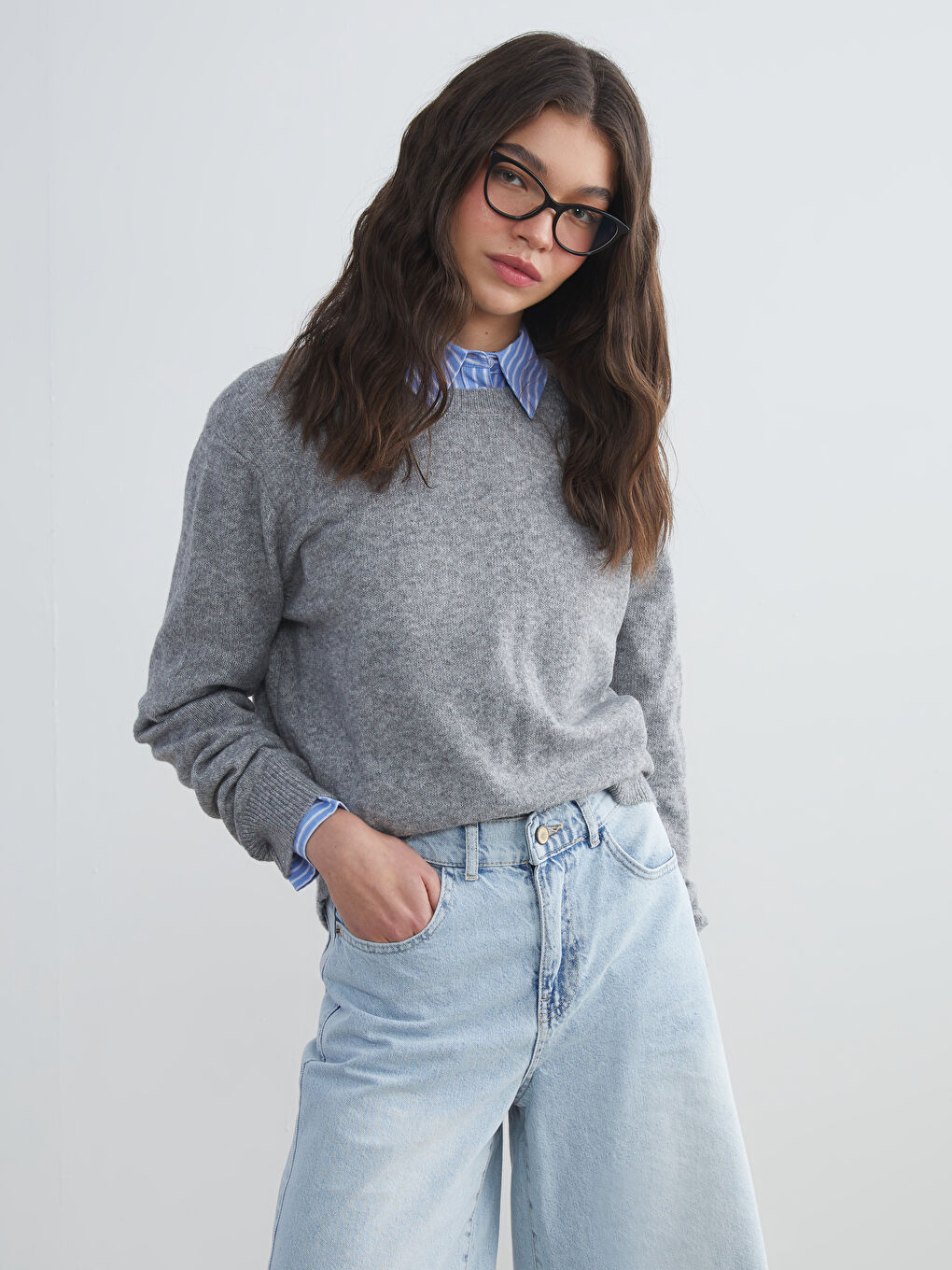 Crew Neck Women's Knitwear Sweater