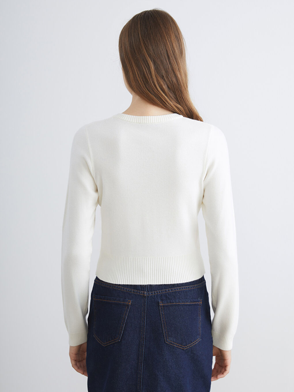 Crew Neck Women's Knitwear Cardigan-3