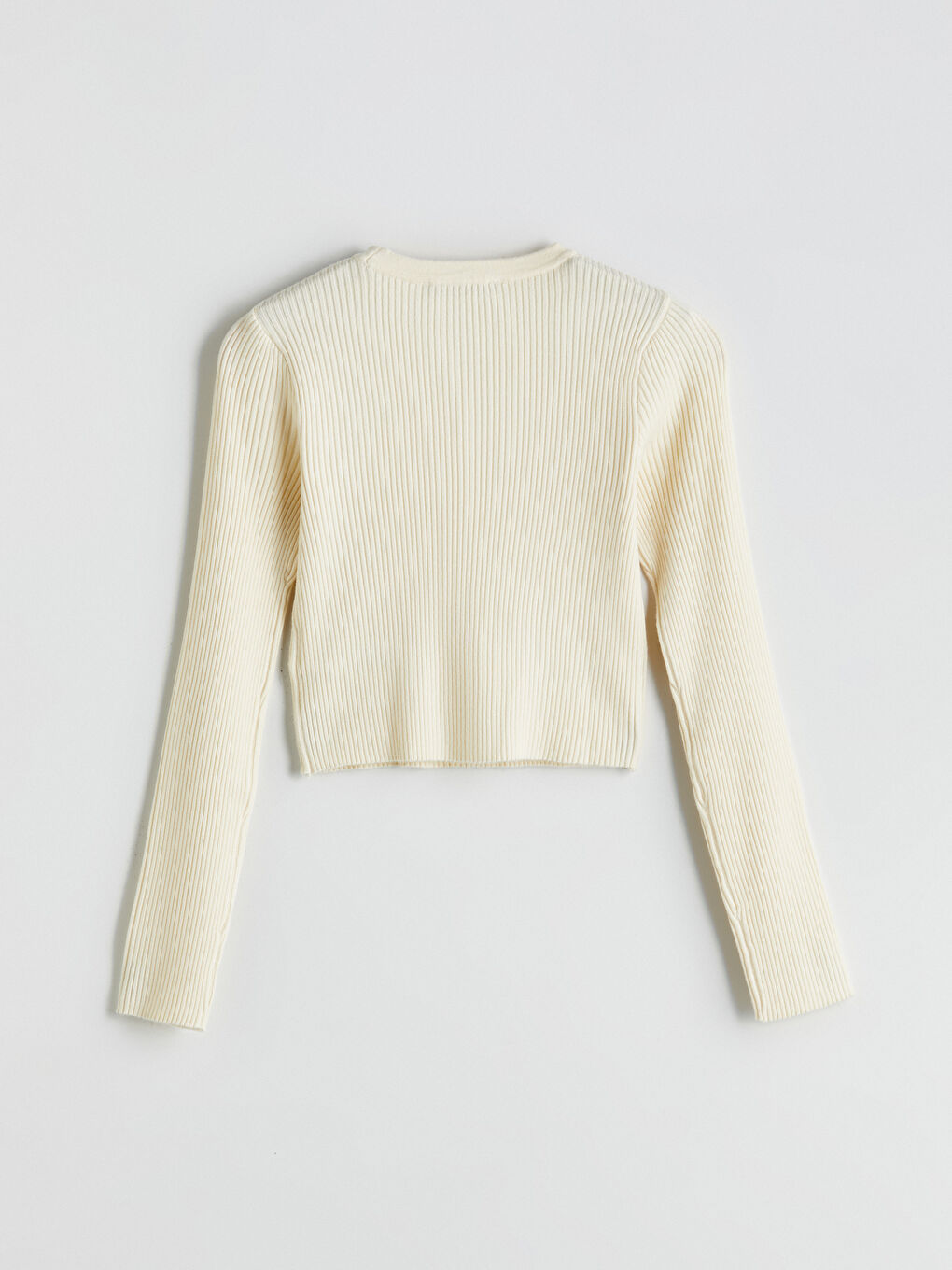 Свитер из трикотажа с круглым вырезом и укороченным кроем для женщин-5