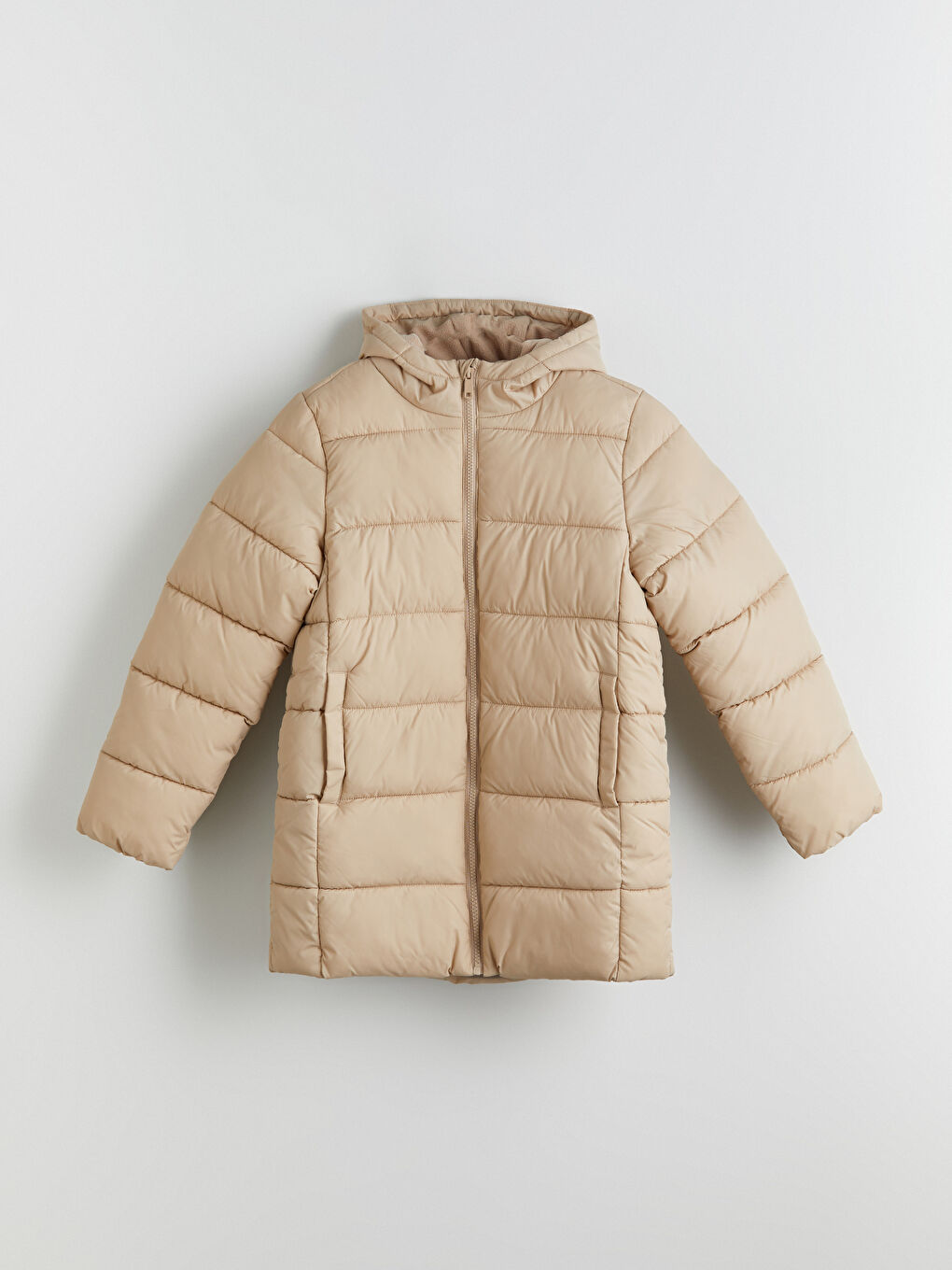 Bej Kapüşonlu Erkek Çocuk Şişme Mont-3