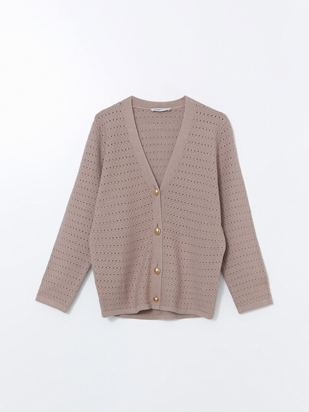 LCWAIKIKI Classic V-Neck Hole-Knitted Women's Knitwear Cardigan -W58626Z8-FNU