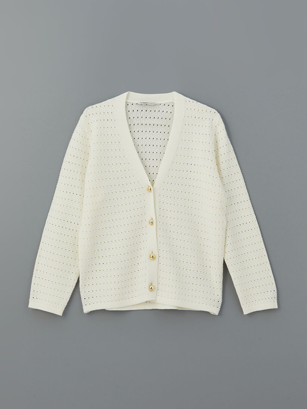 LCWAIKIKI Classic V-Neck Hole-Knitted Women's Knitwear Cardigan -W58626Z8-R9J