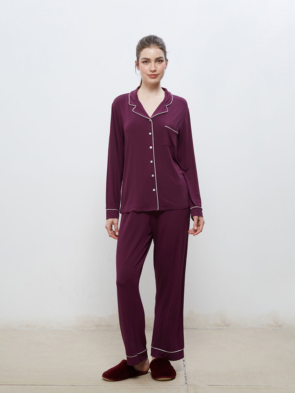 LCW DREAM Collared Neck Women's Pyjama Set -W58635Z8-HNN