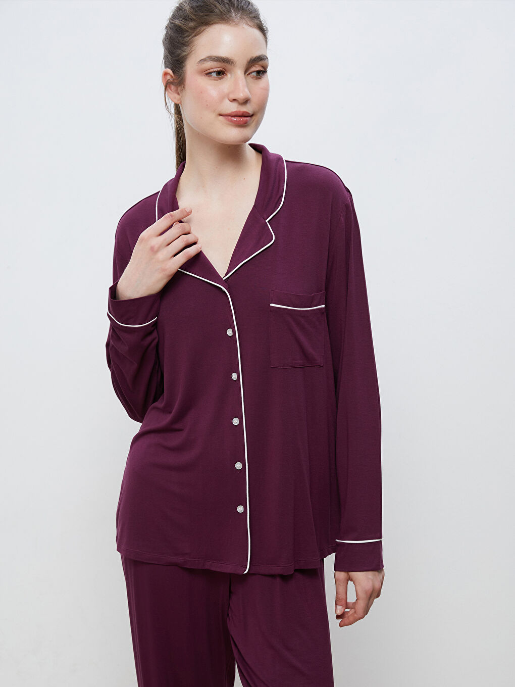 LCW DREAM Collared Neck Women's Pyjama Set -W58635Z8-HNN