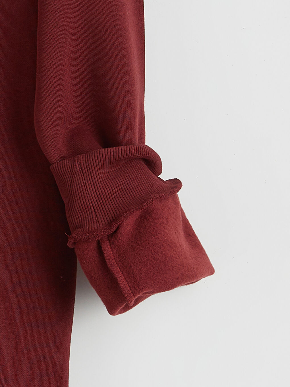 Bordo Dik Yaka Uzun Kollu Erkek Kalın Sweatshirt-6