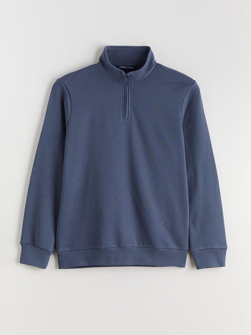 İndigo Dik Yaka Uzun Kollu Erkek Kalın Sweatshirt-4