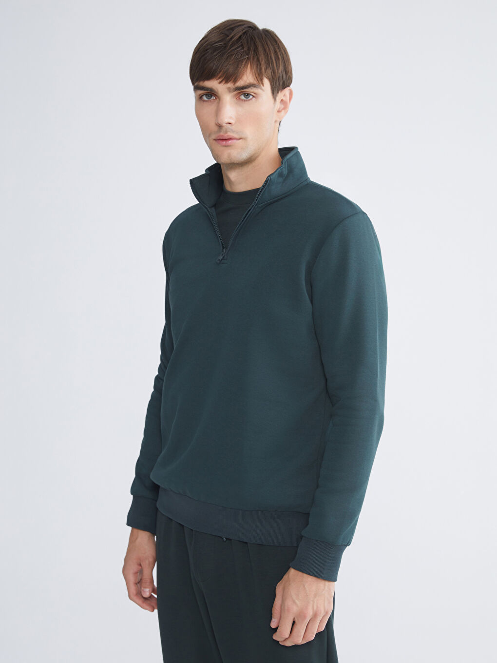 Funnel Neck Long Sleeve Men's Thick Sweatshirt-1