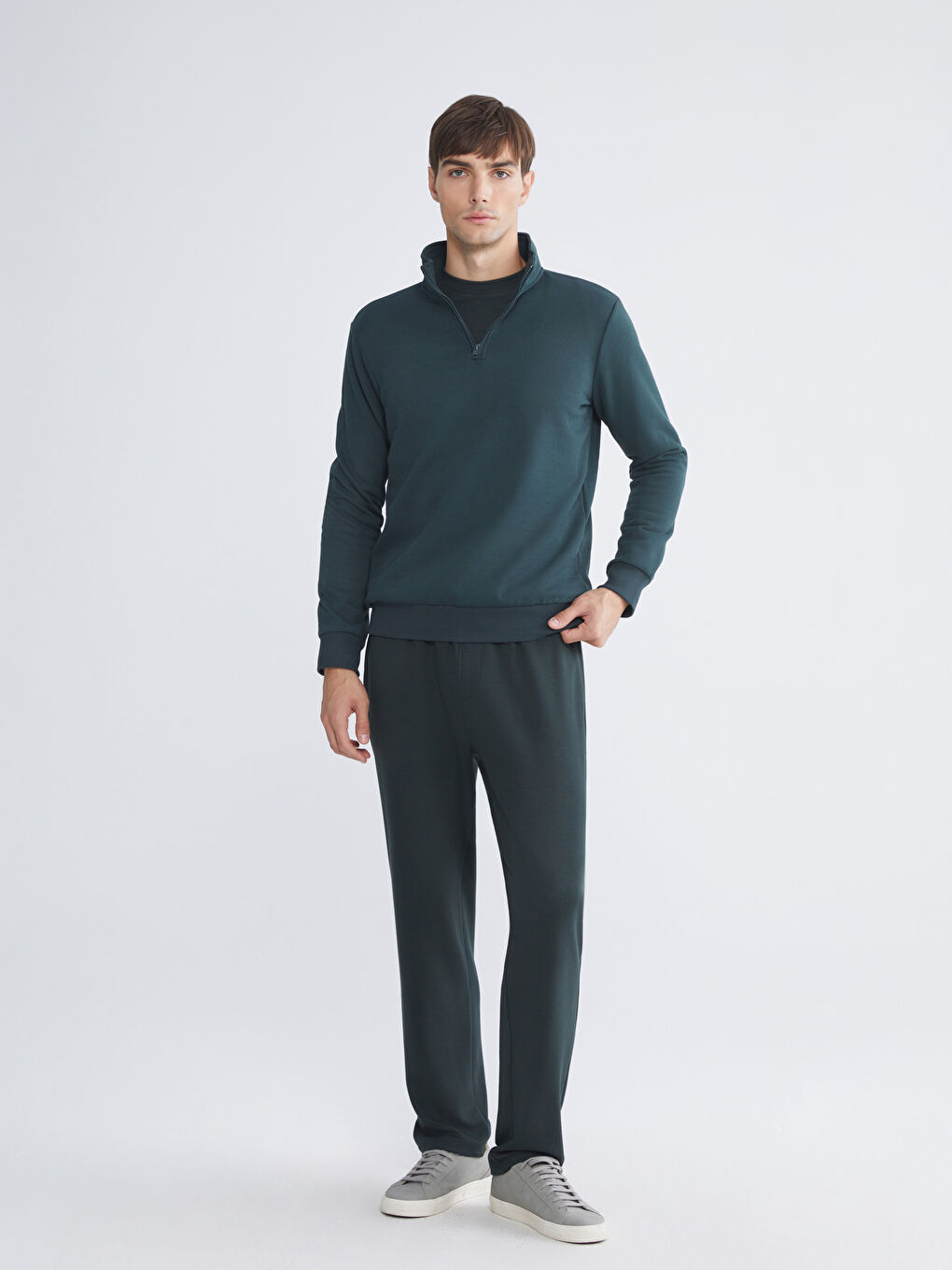 Funnel Neck Long Sleeve Men's Thick Sweatshirt-2