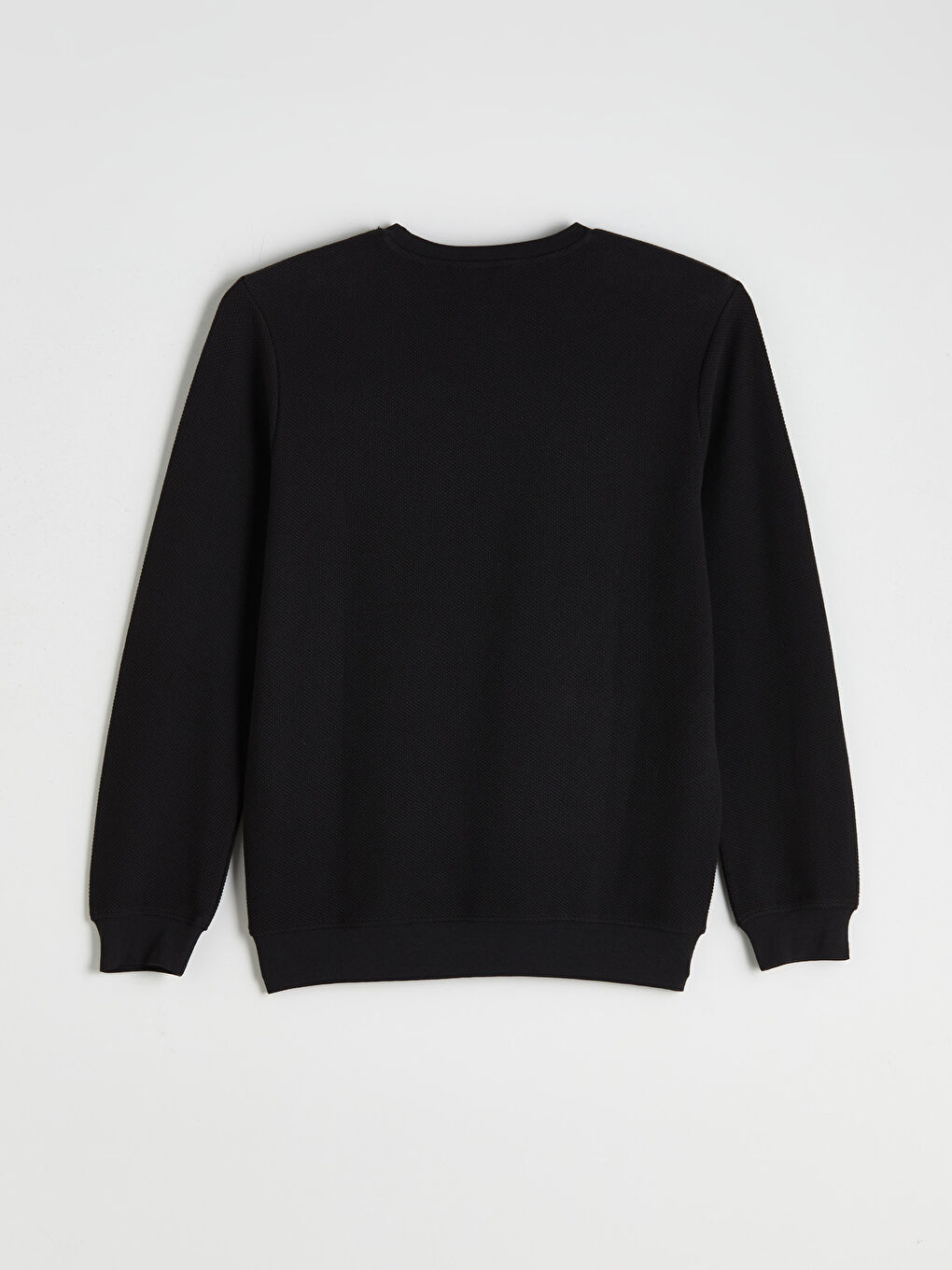 Crew Neck Long Sleeve Men's Textured Sweatshirt-1