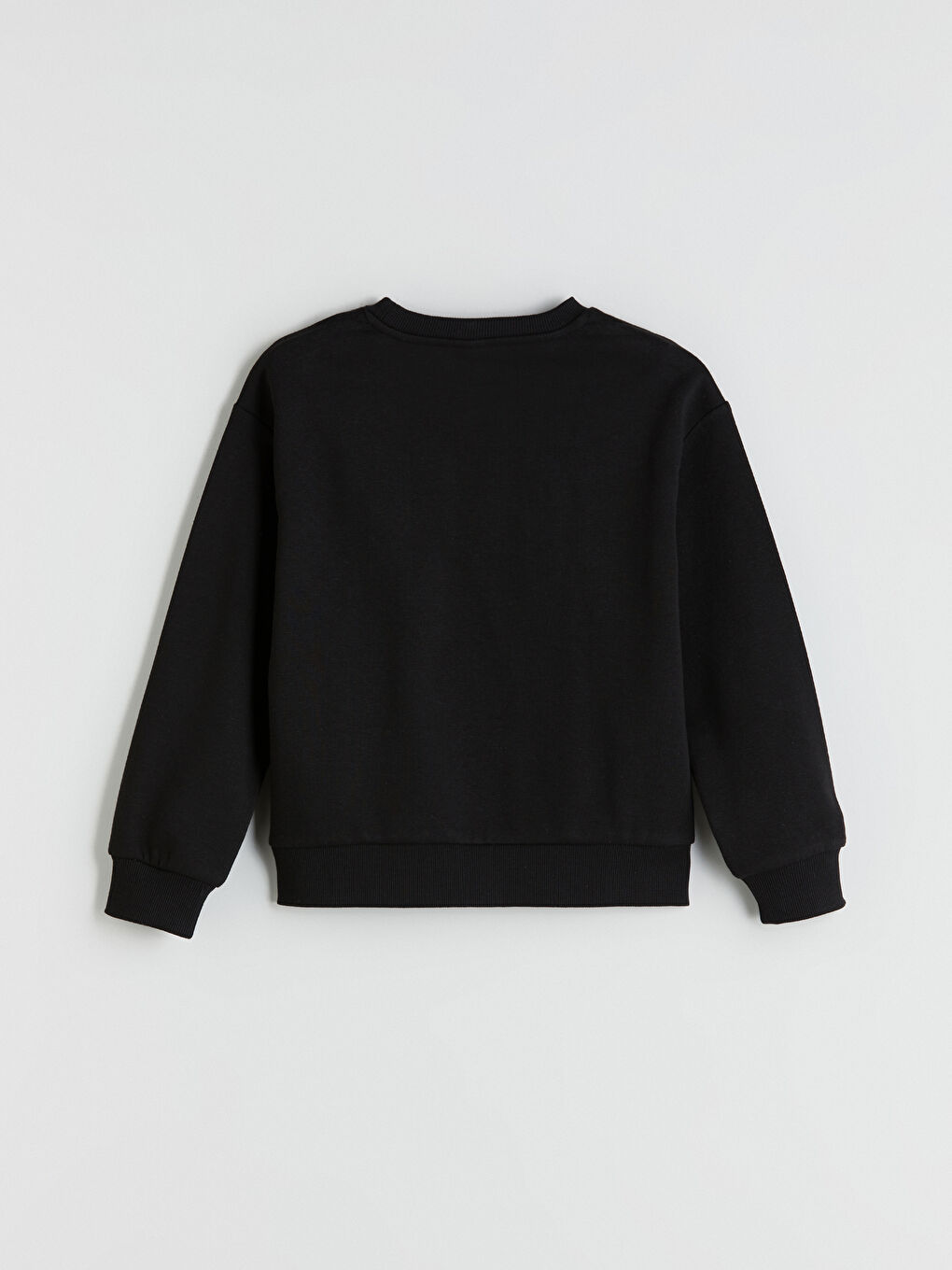 Siyah Bisiklet Yaka Kız Çocuk Sweatshirt-1