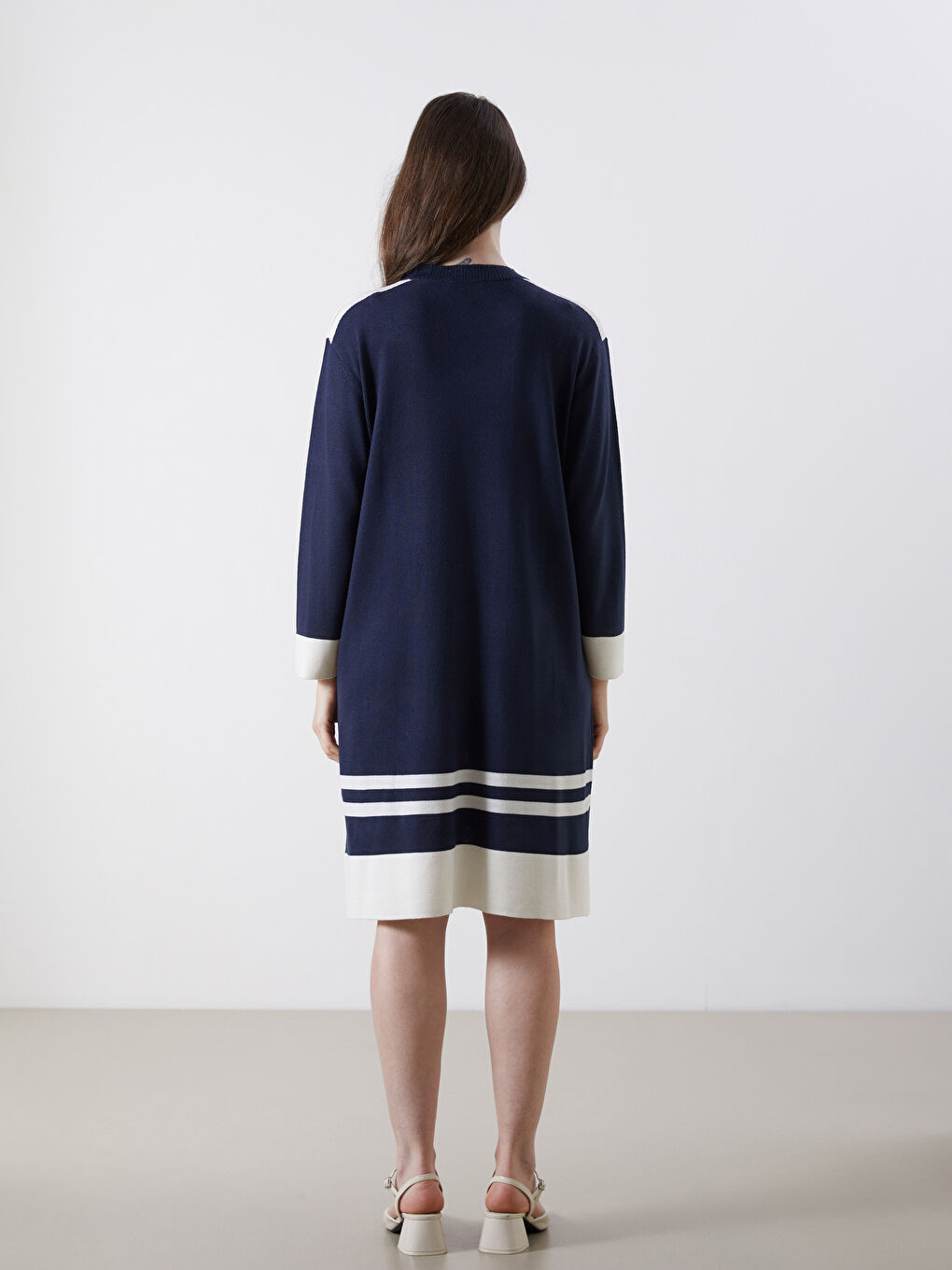 Crew Neck Color Block Knitwear Dress-3