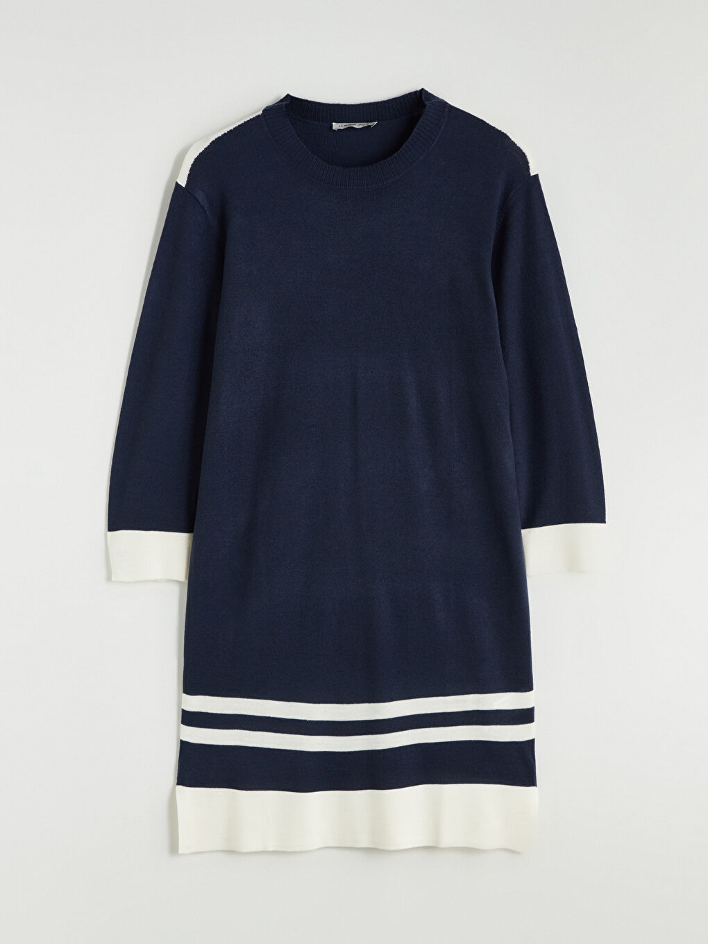 Crew Neck Color Block Knitwear Dress-4