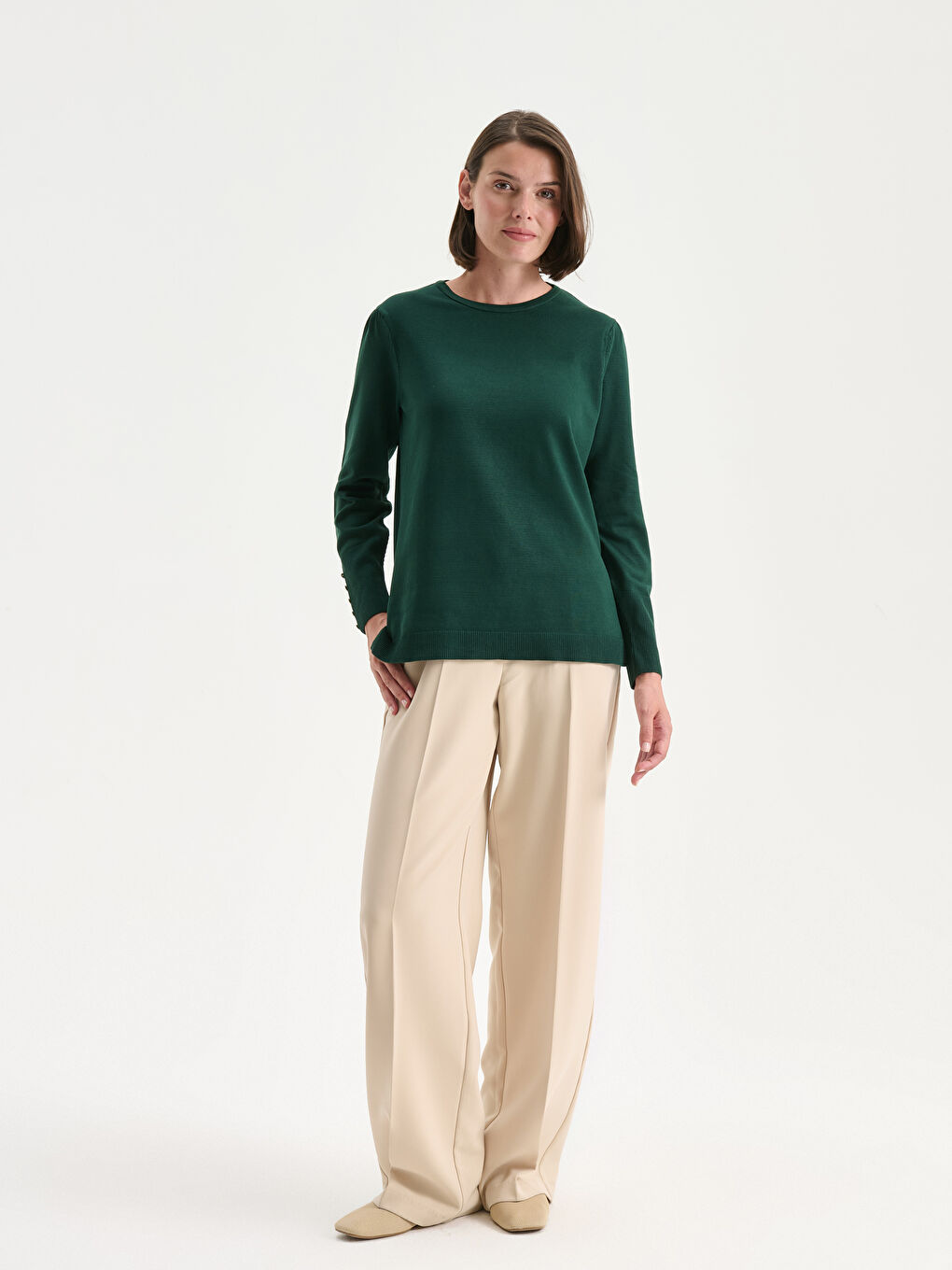 Crew Neck Women's Knitwear Sweater-1