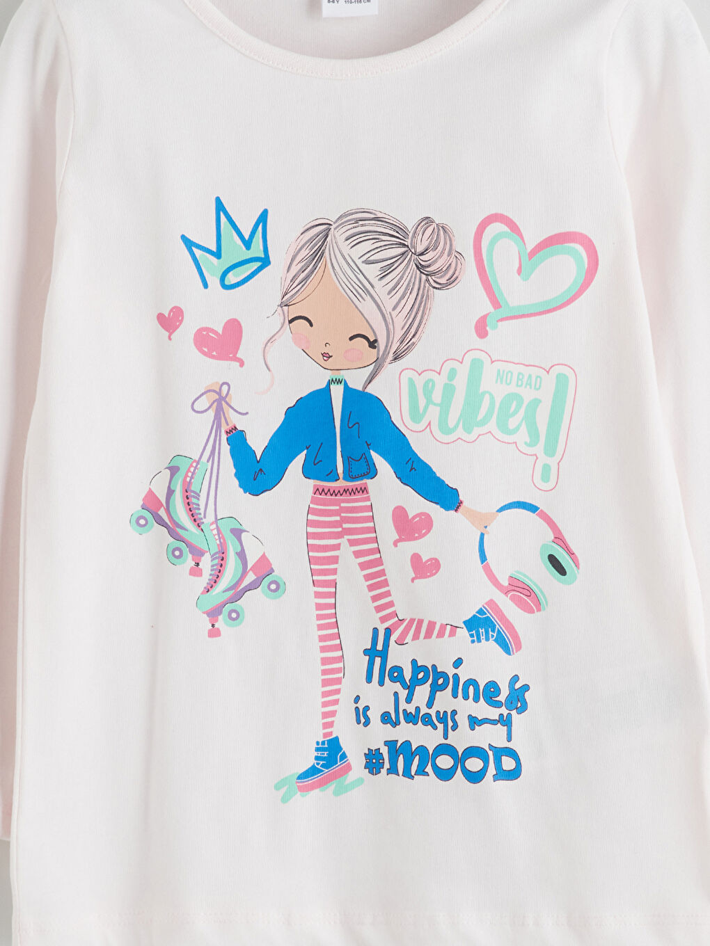 Crew Neck Printed Girls' Pyjama Set-2