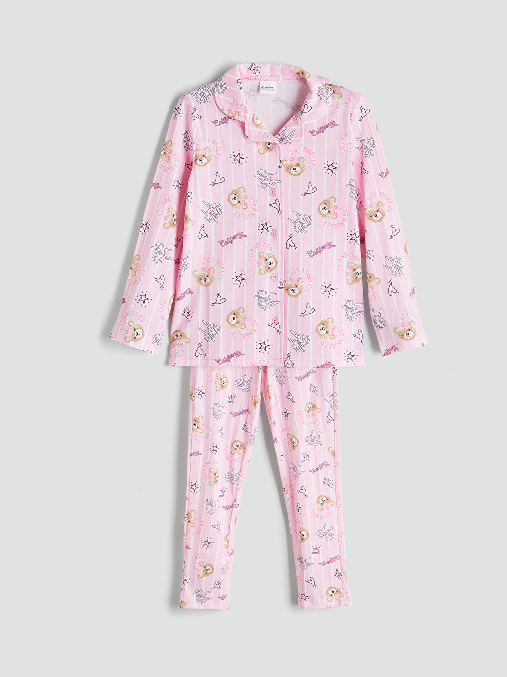 Collared Neck Girls' Pyjama Set