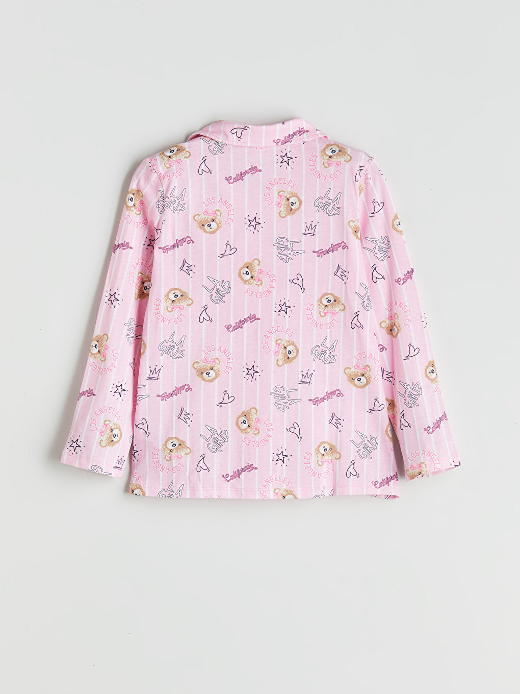 Collared Neck Girls' Pyjama Set-3