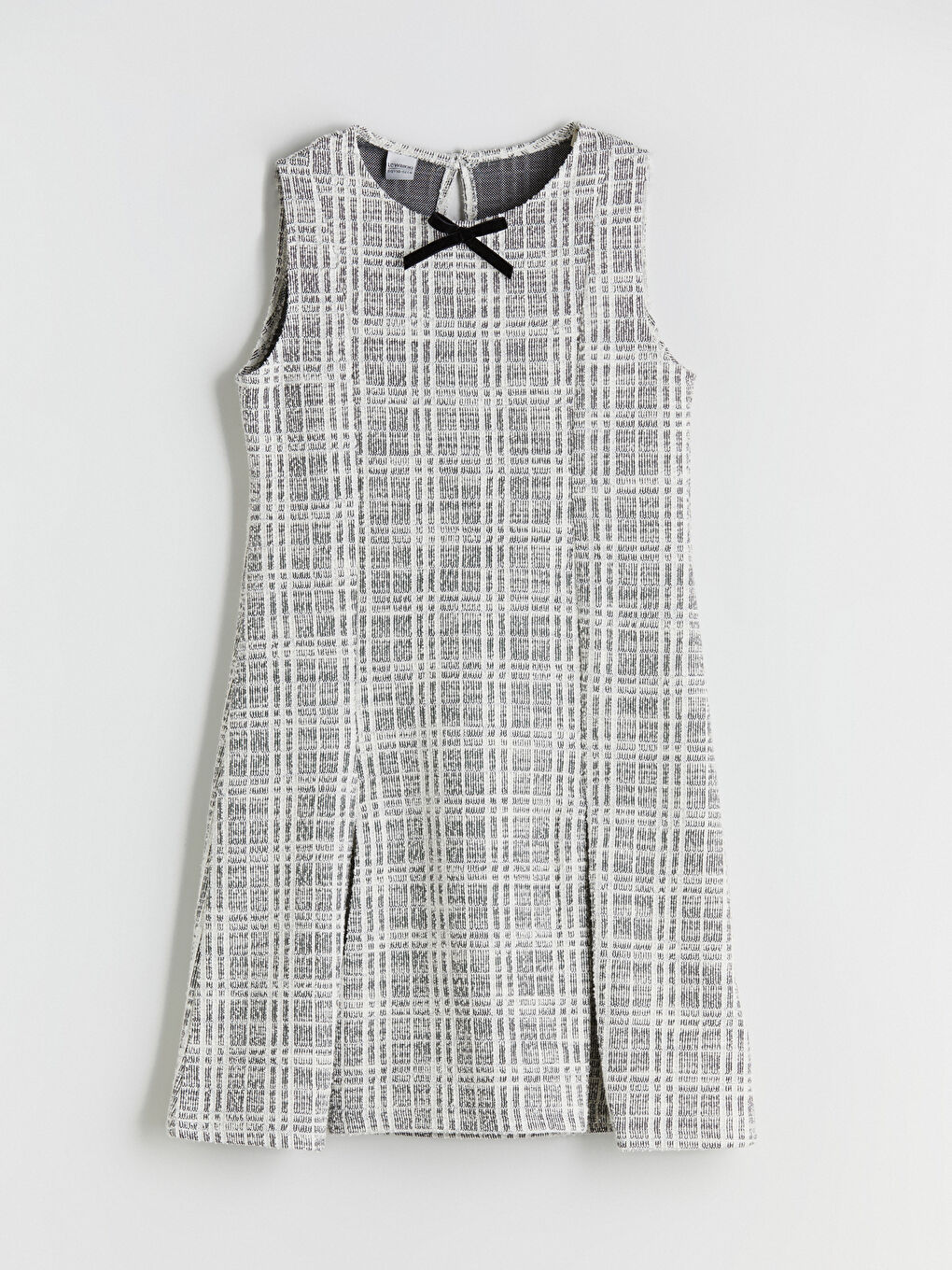 Siyah Bisiklet Yaka Ekose Kız Çocuk Tüvit Elbise-3