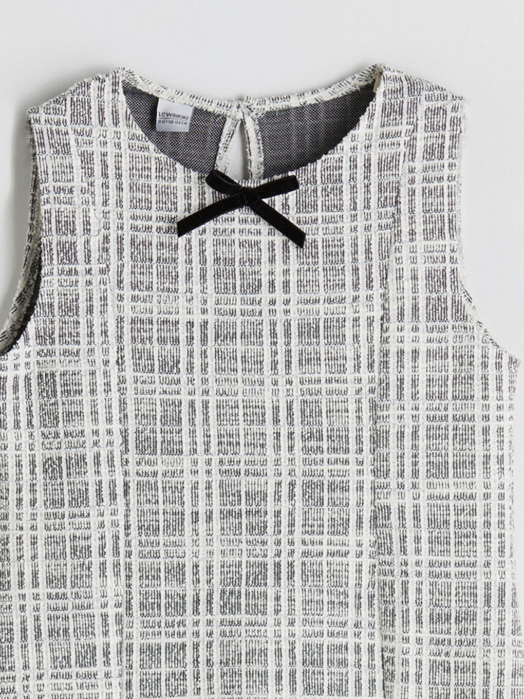 Siyah Bisiklet Yaka Ekose Kız Çocuk Tüvit Elbise-4