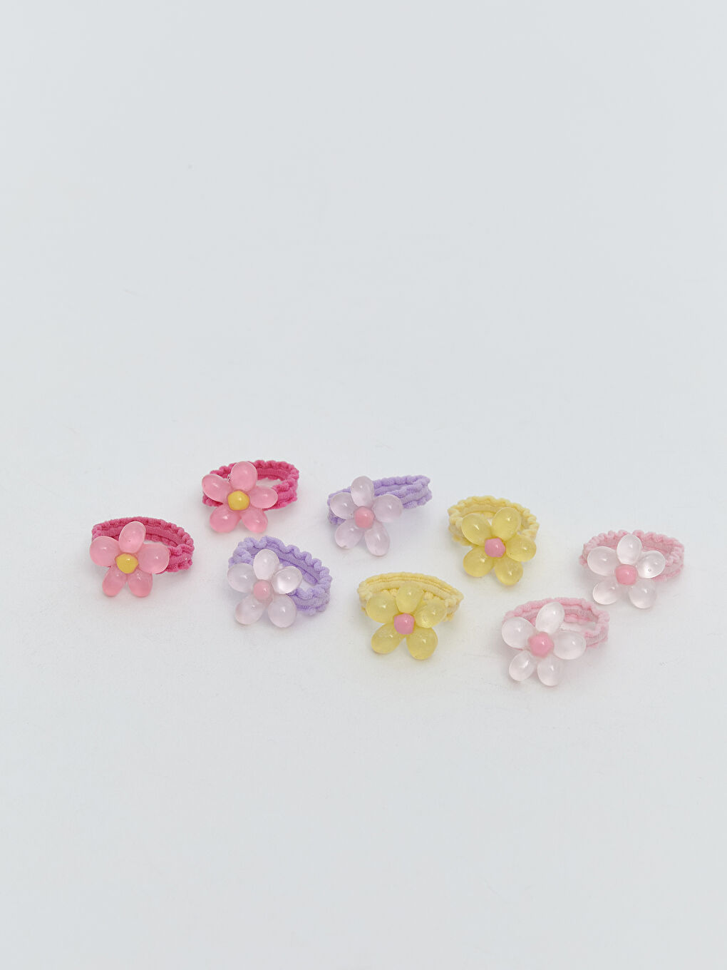 Karışık Çiçek Desenli Kız Çocuk Lastik Toka Seti 8'li-2