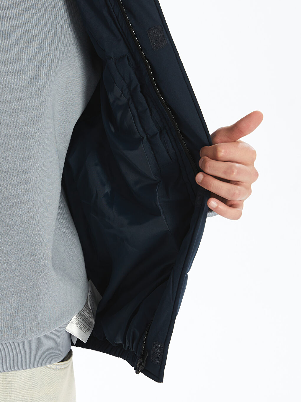 Lacivert Standart Kalıp Kapüşonlu Erkek Şişme Yelek-3