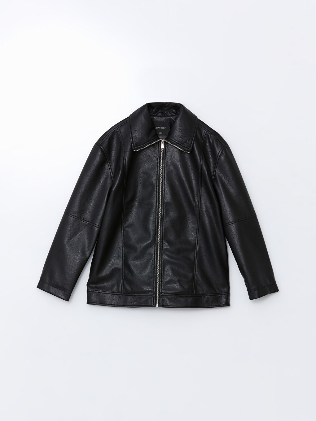 LCW Modest Collared Neck Oversize Women's Faux Leather Jacket -W58820Z8-CVL