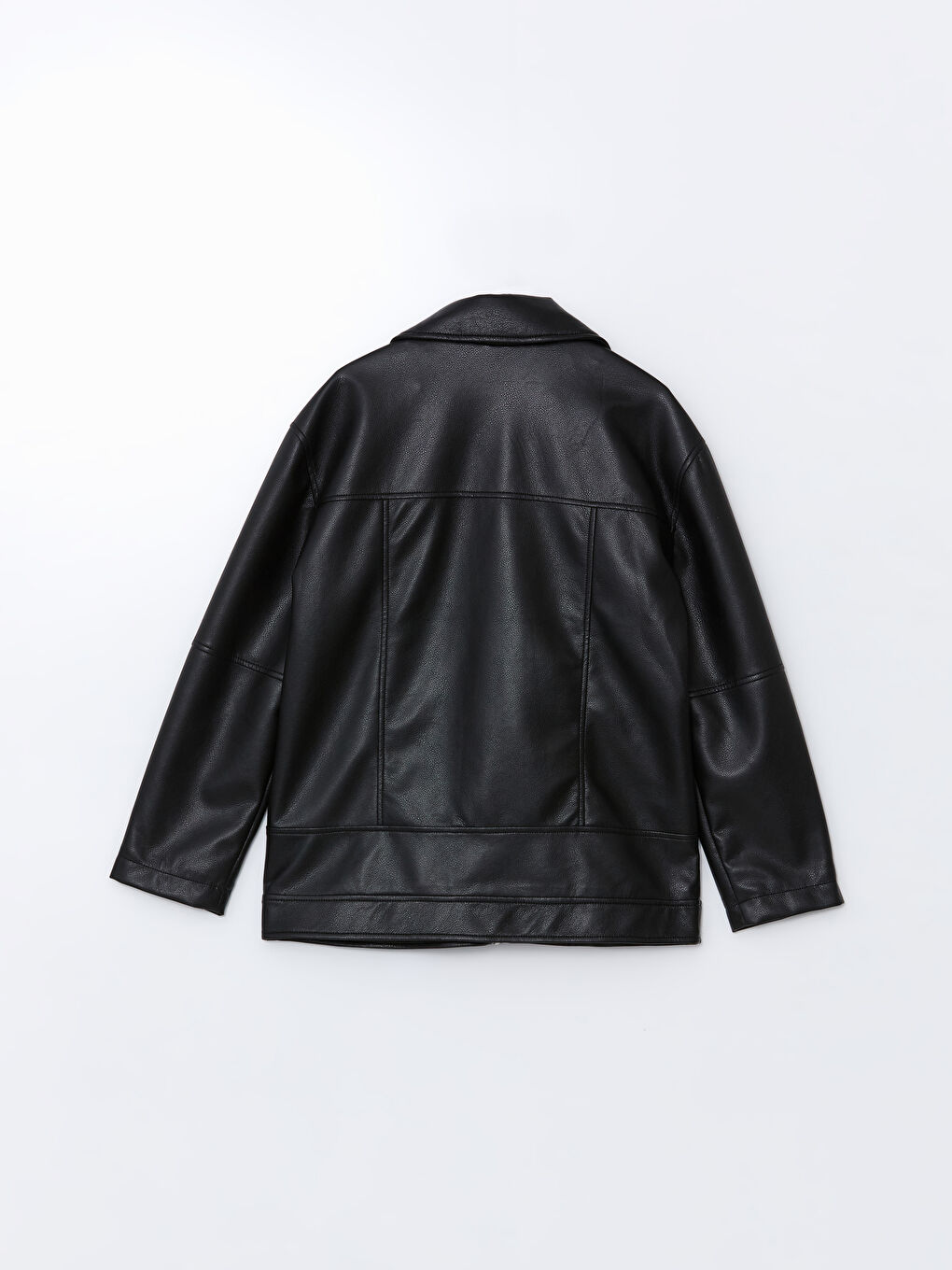 LCW Modest Collared Neck Oversize Women's Faux Leather Jacket -W58820Z8-CVL