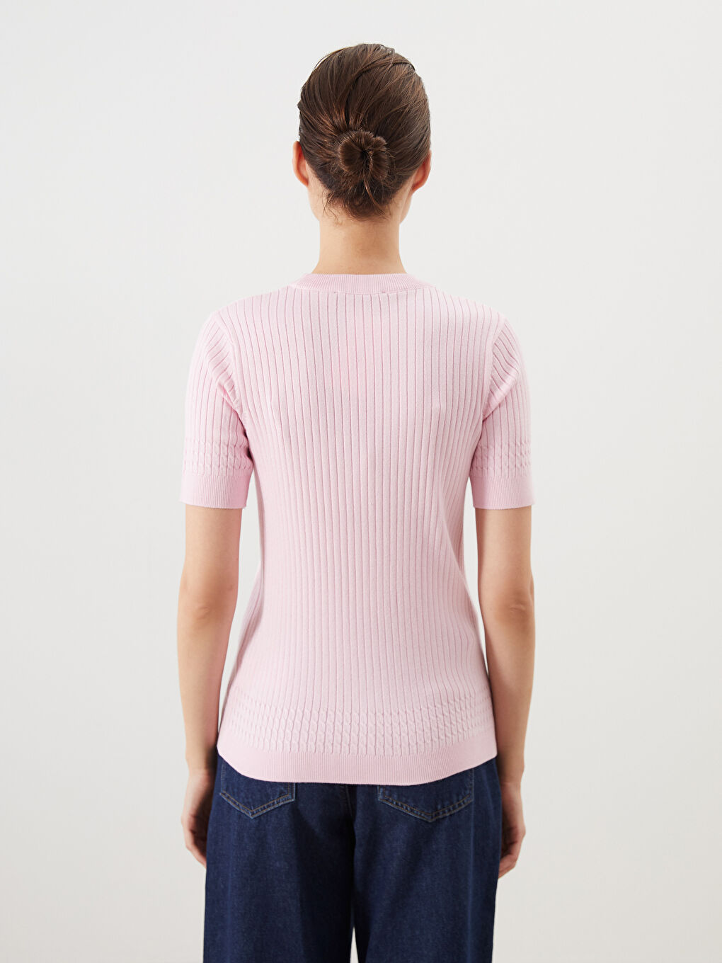Crew Neck Textured Women's Knitwear Sweater-4