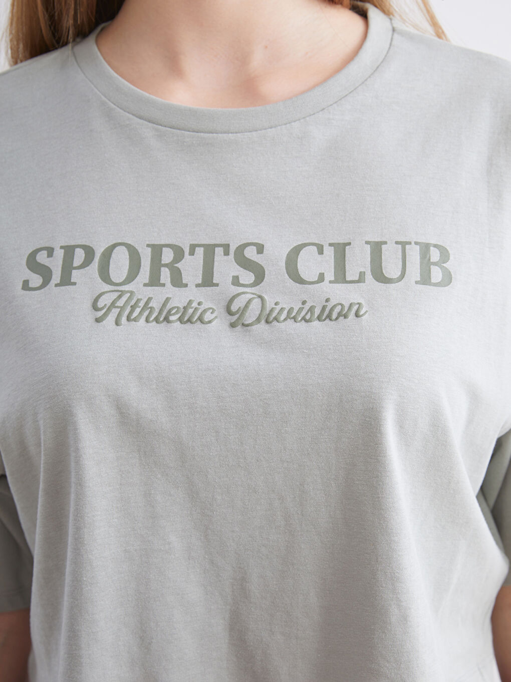 Crew Neck Oversize Crop Women's Sports T-Shirt-2