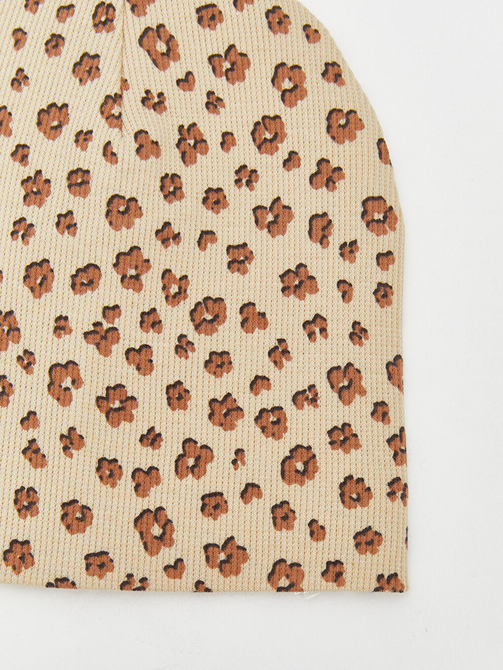 Bej Baskılı Kız Bebek Bere 2'li-1