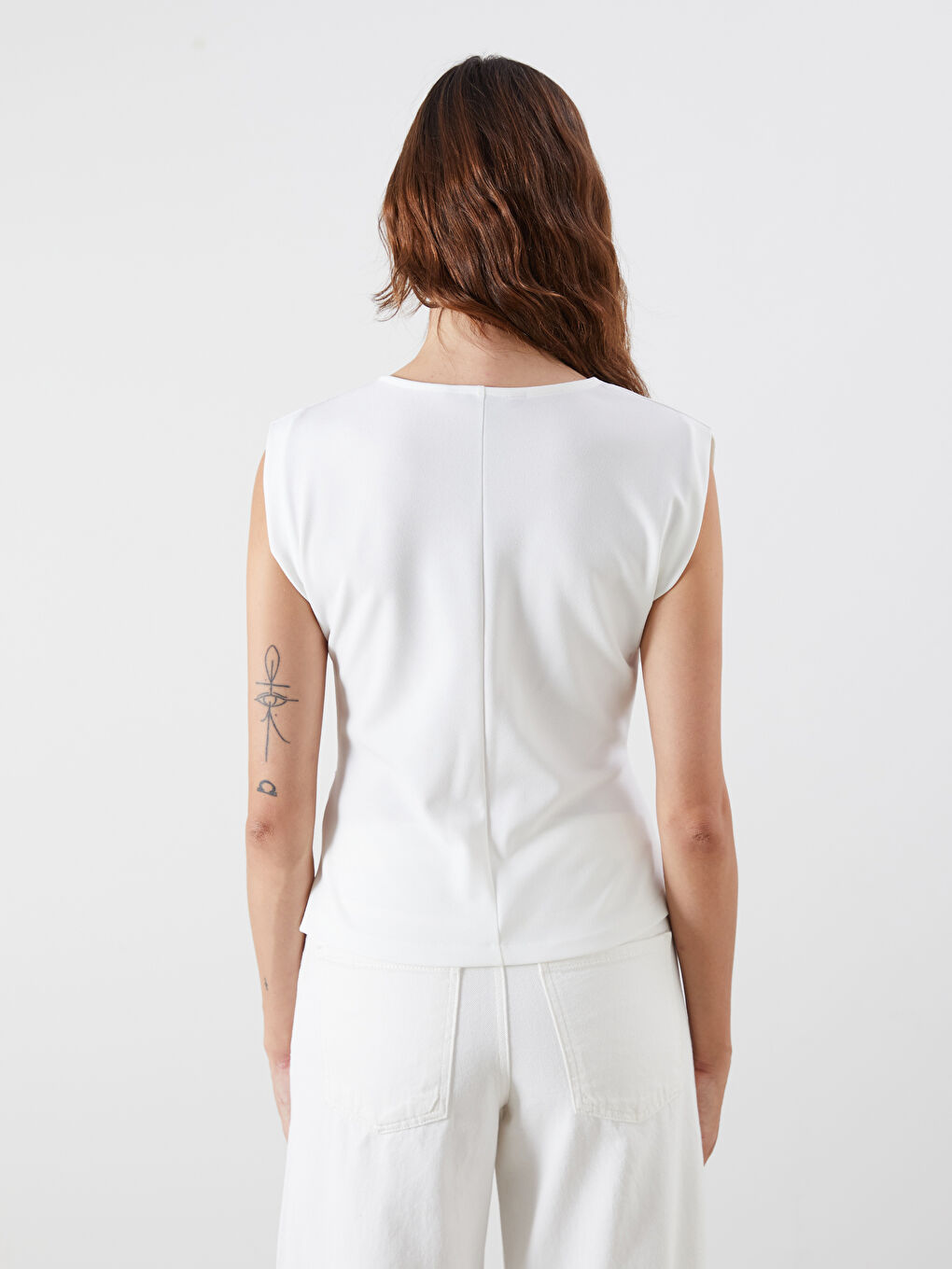 LCW Vision V-Neck Gathered Blouse -W59018Z8-R9J