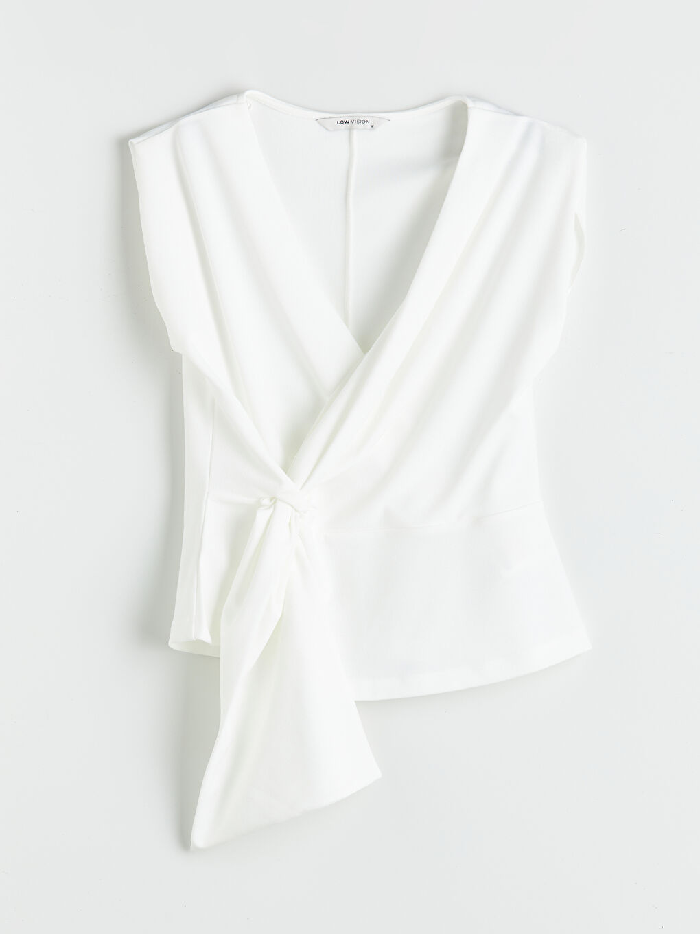LCW Vision V-Neck Gathered Blouse -W59018Z8-R9J