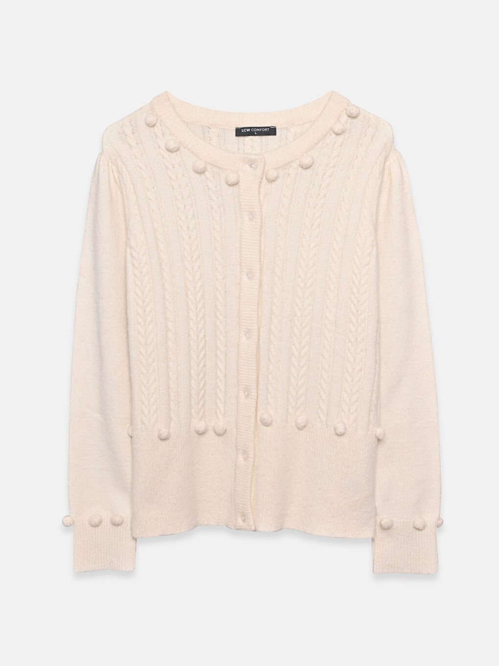 Кардиган из трикотажа с длинным рукавом и круглым вырезом, узорчатый, для женщин-4