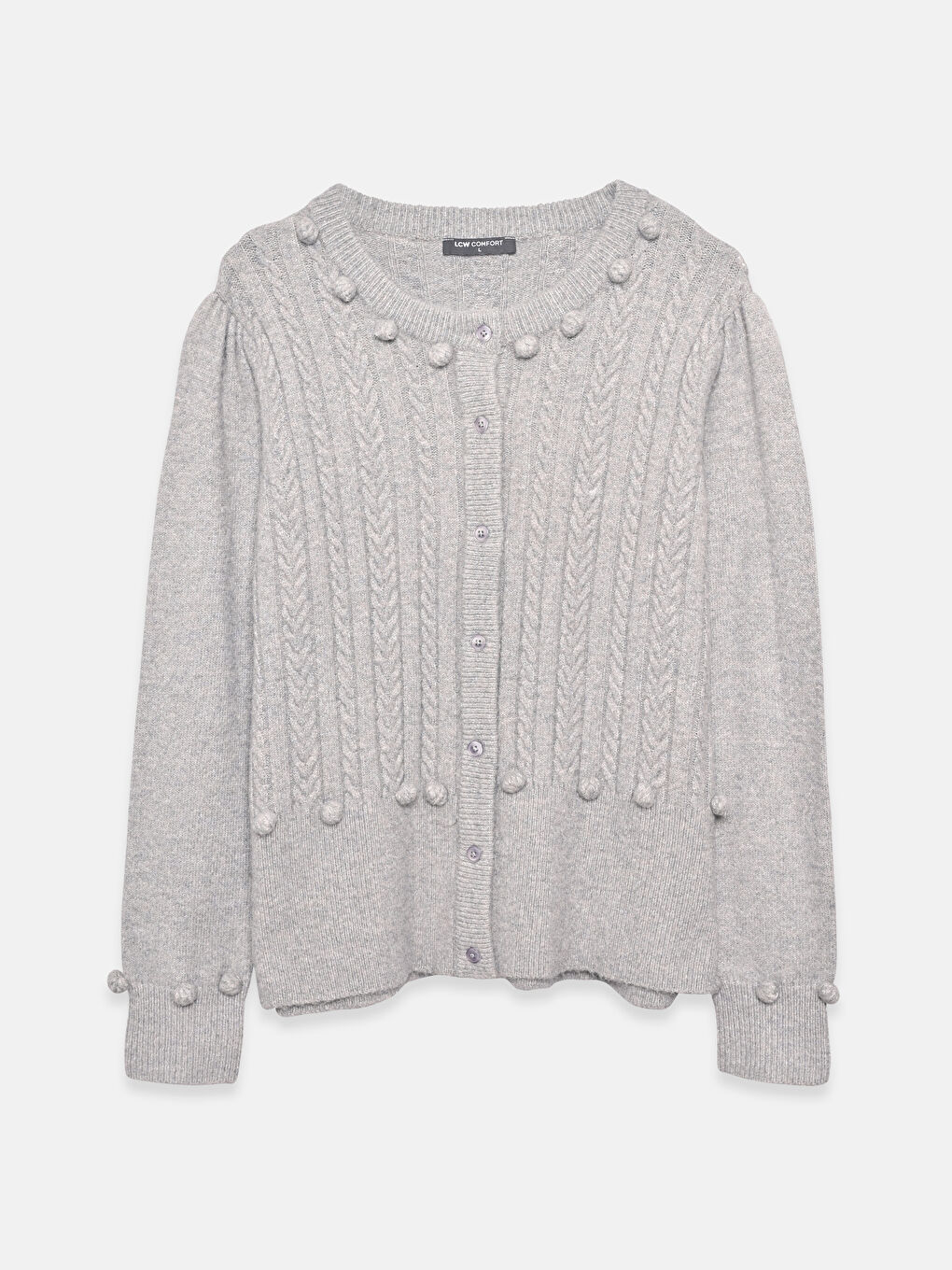 Кардиган трикотажний з довгим рукавом, візерунковий, круглий виріз горловини для жінок-4