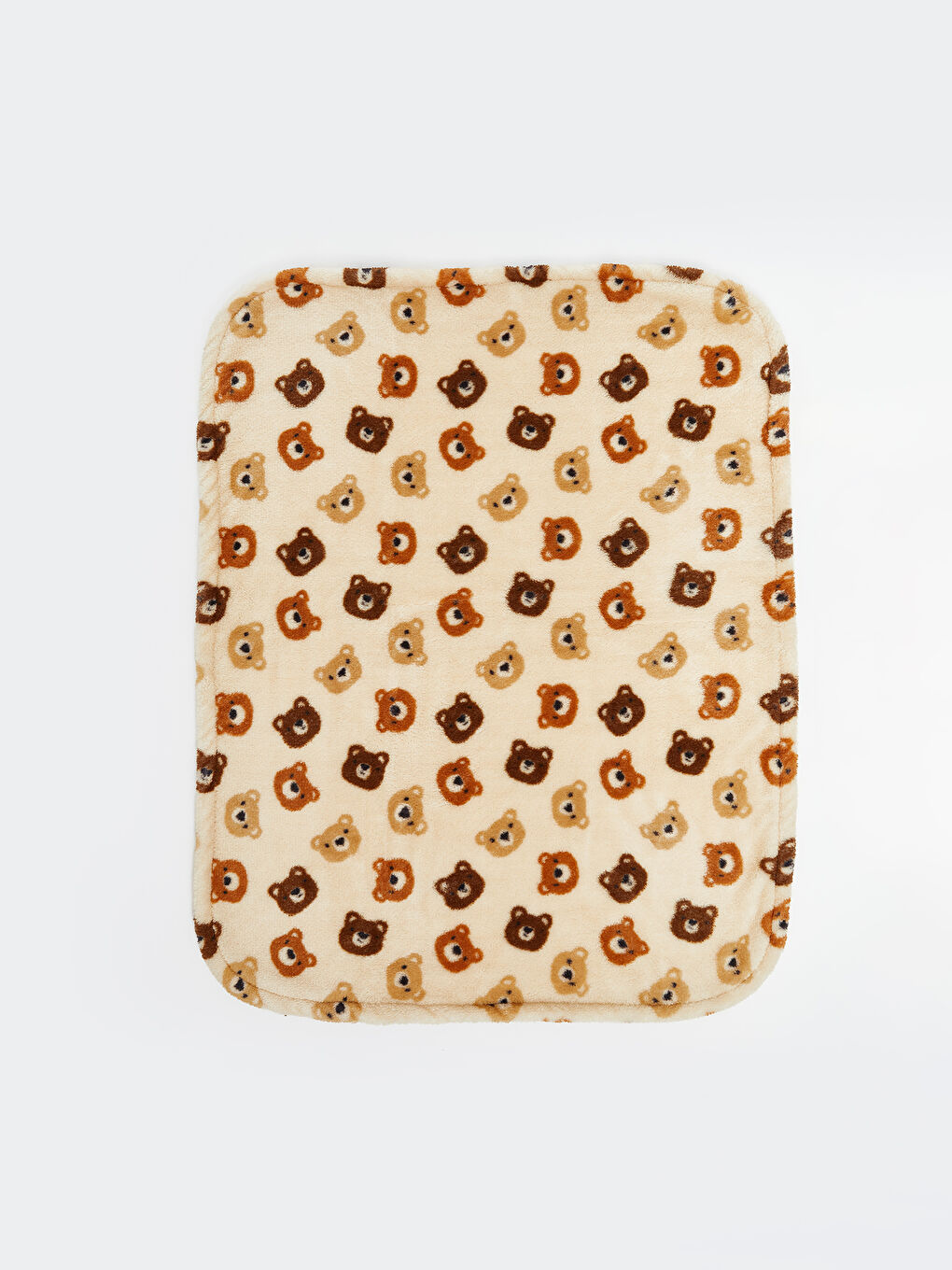 Bej Ayıcık Baskılı Erkek Bebek Pelüş Battaniye 80x100 cm-1