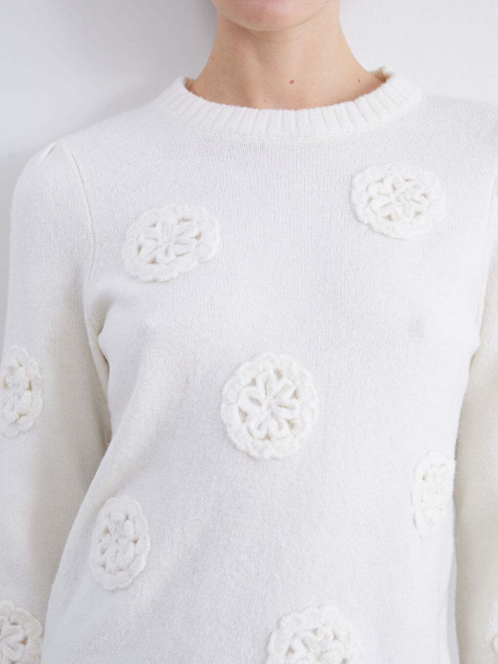 Crew Neck Embroidered Women's Knitwear Sweater-2