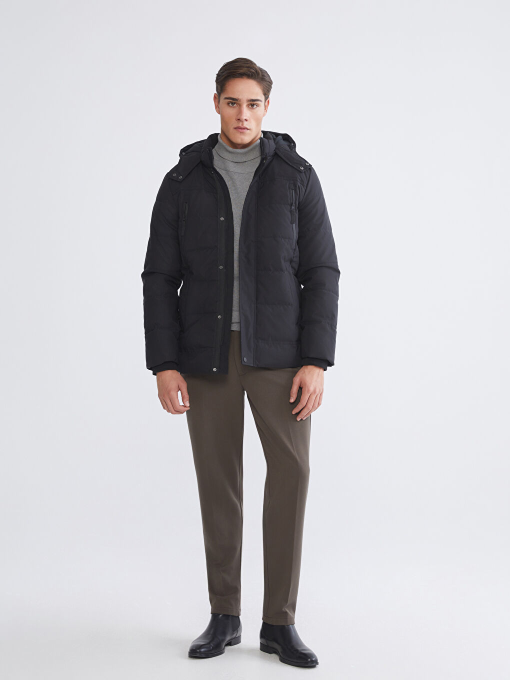 Standard Fit Hooded Men's Coat-1