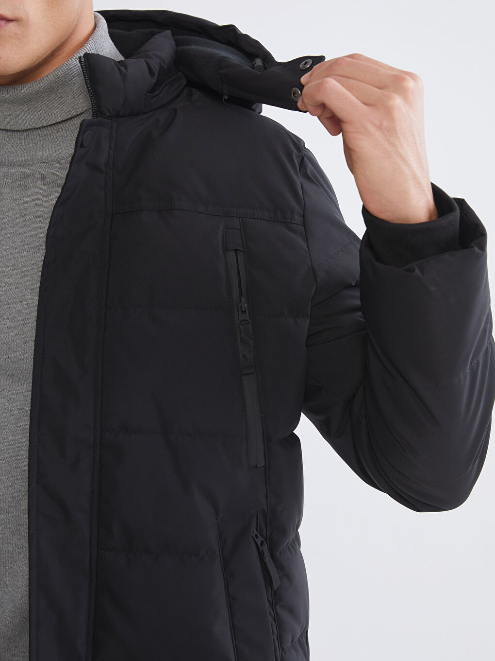 Standard Fit Hooded Men's Coat-3