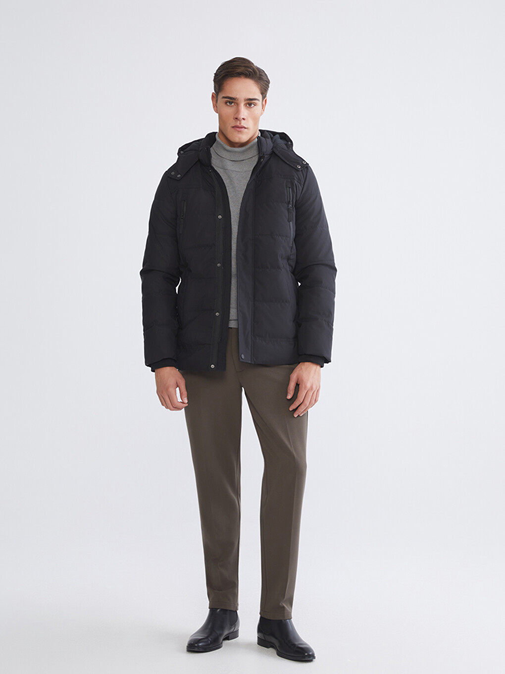 Standard Fit Hooded Men's Puffer Coat-1