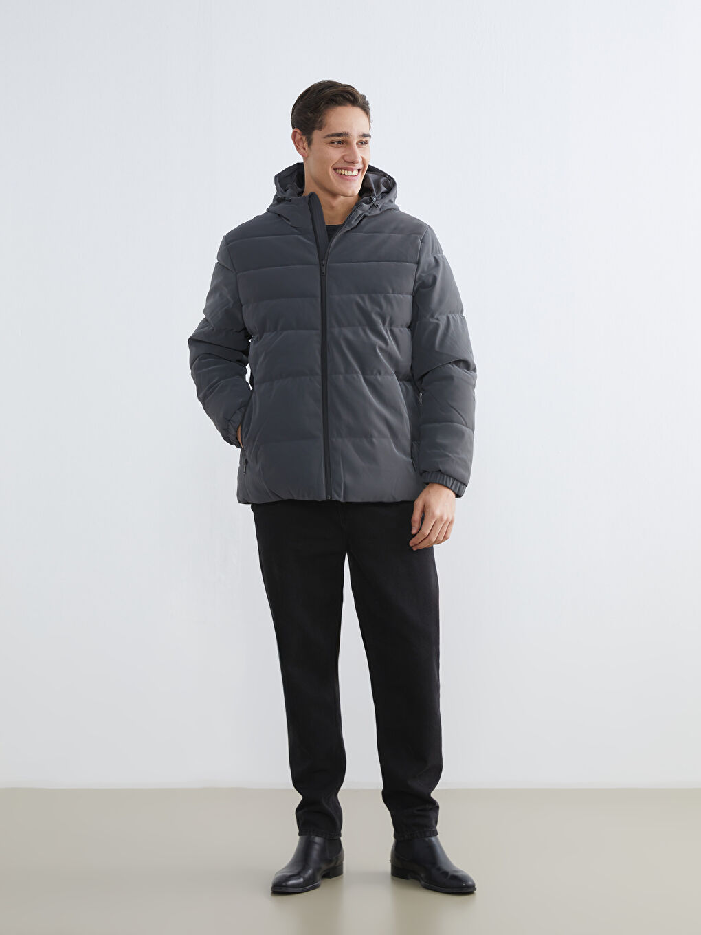 Standard Fit Hooded Men's Puffer Coat-1