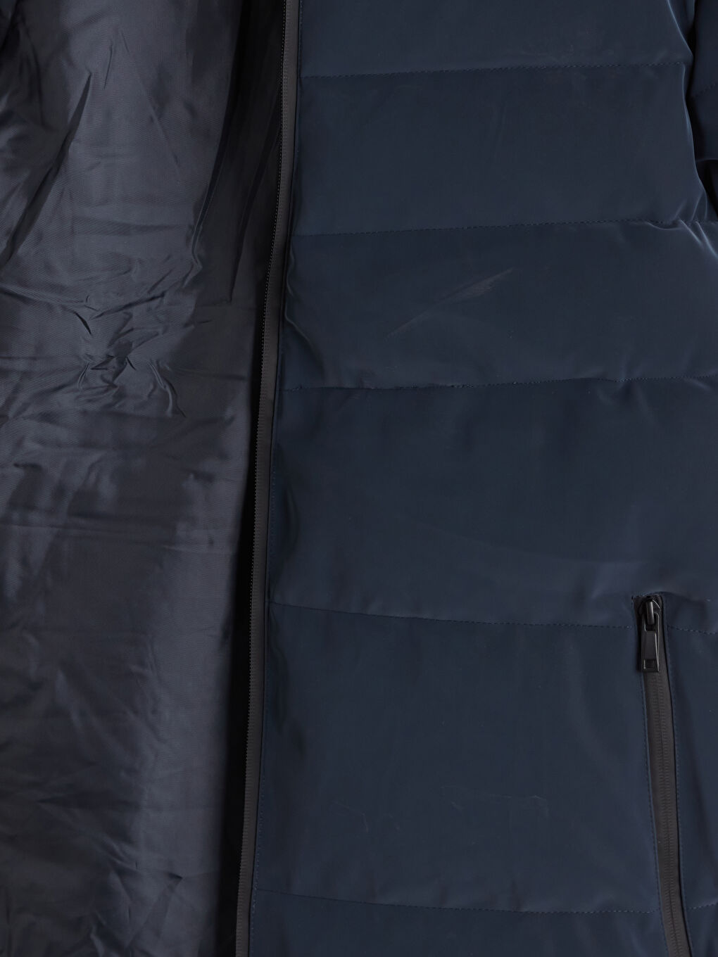 Lacivert Standart Kalıp Kapüşonlu Erkek Şişme Mont-6