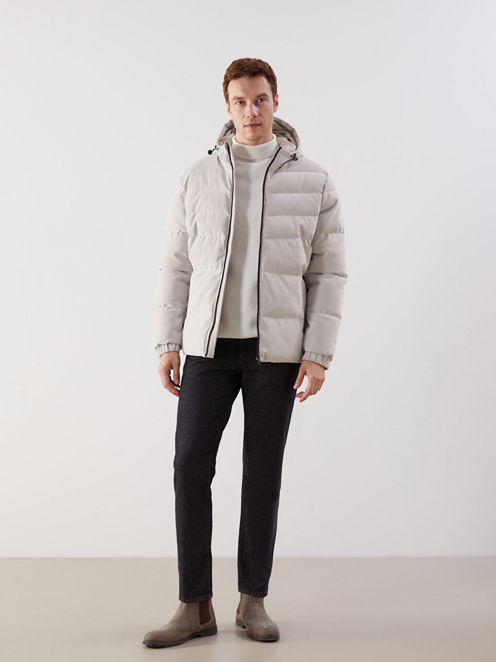 Pallto Puffer Me Kapuç Standard Për Burra-1