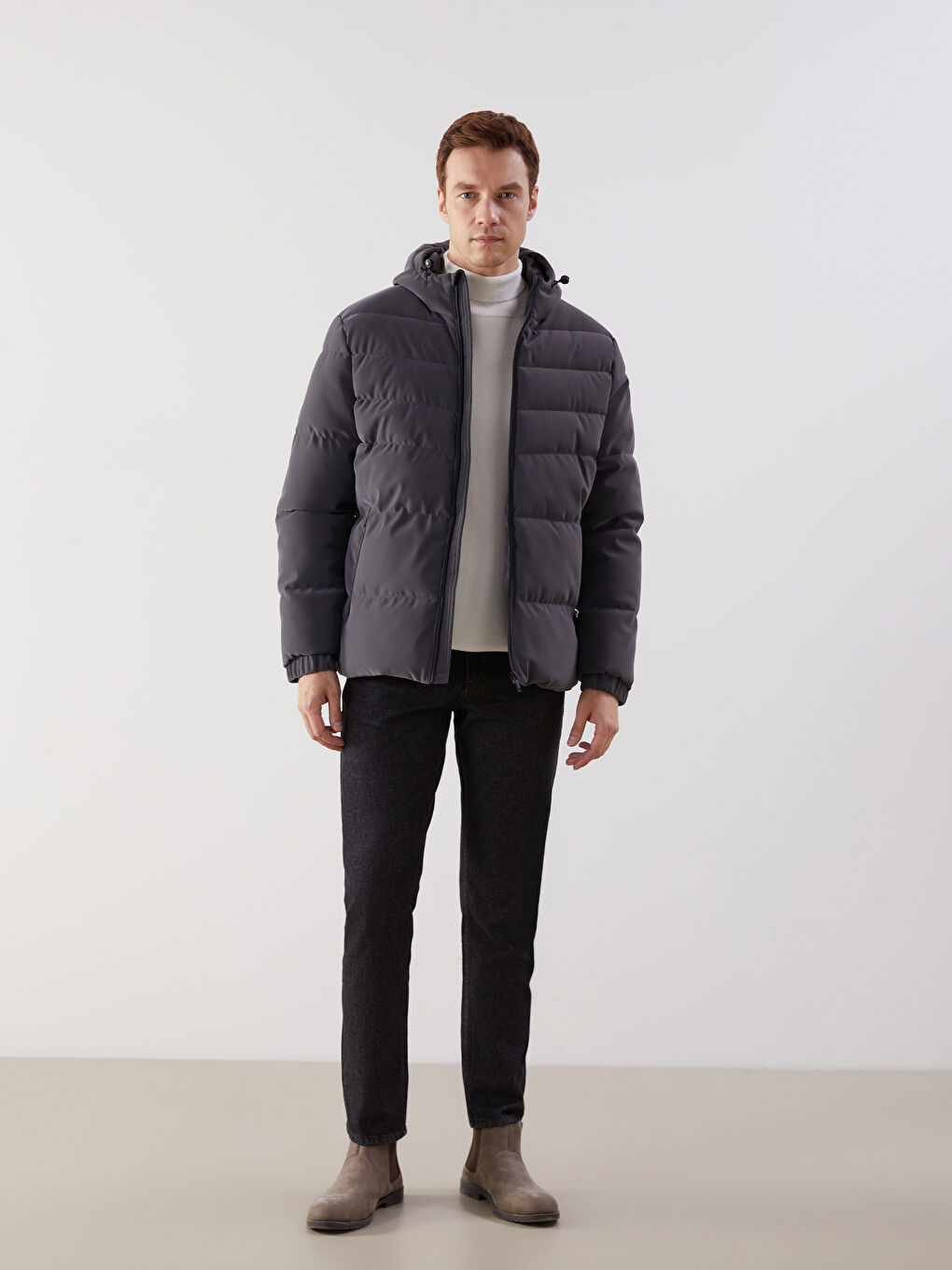 Standard Fit Hooded Men's Puffer Coat-1