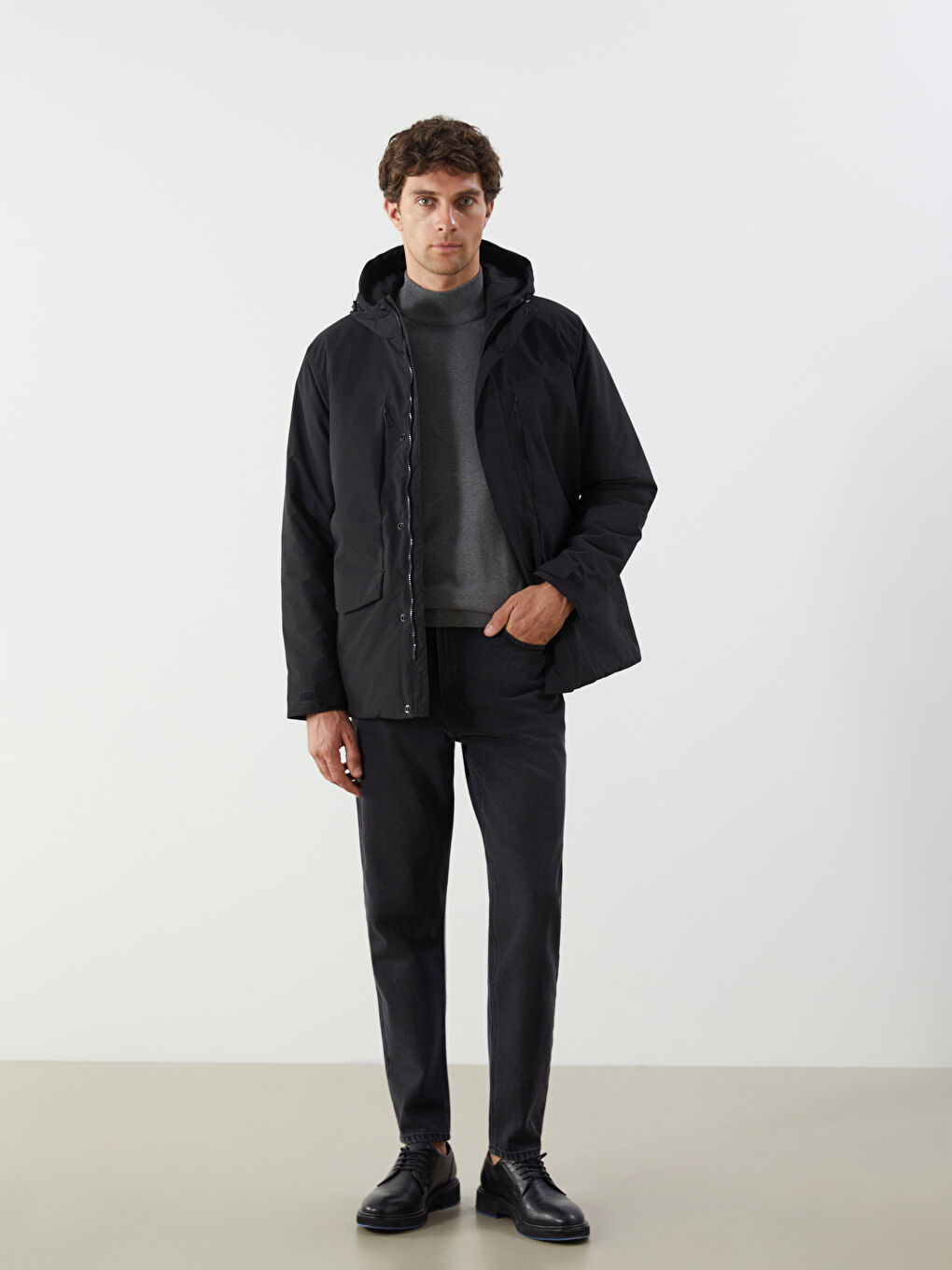 Standard Fit Hooded Men's Coat-1