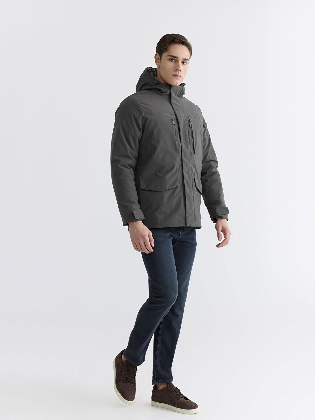 რეგულარული მორგების კაპიუშონიანი მამაკაცის ქურთუკი-2