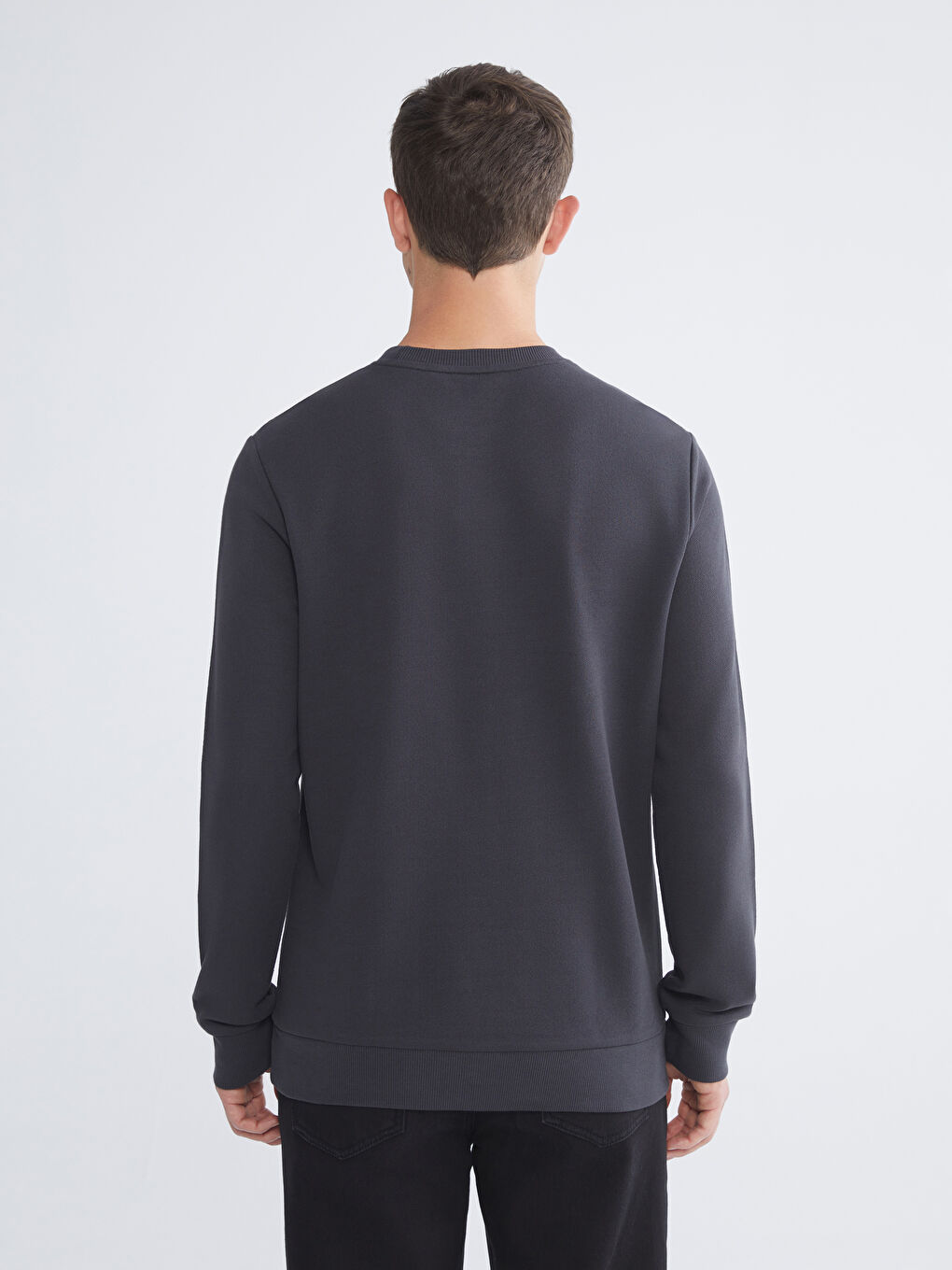 Antrasit Bisiklet Yaka Erkek Sweatshirt-3