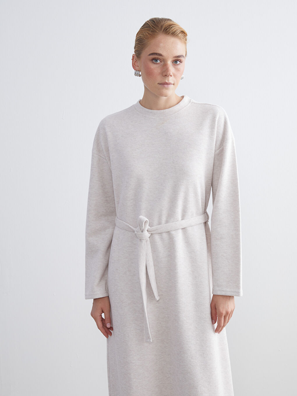 Crew Neck Sash Dress-1