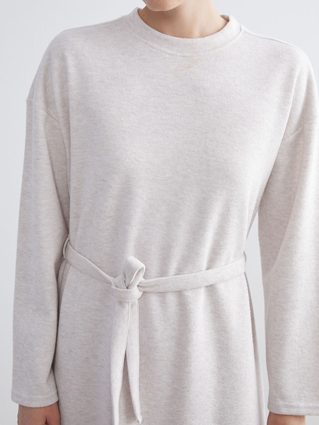 Crew Neck Sash Dress-2